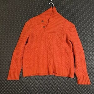 Polo by Ralph Lauren Orange Cable Knit Turtleneck Sweater